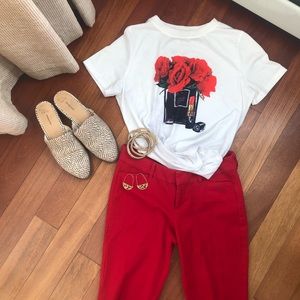 Red Straight Leg Crop Pants ❤️
